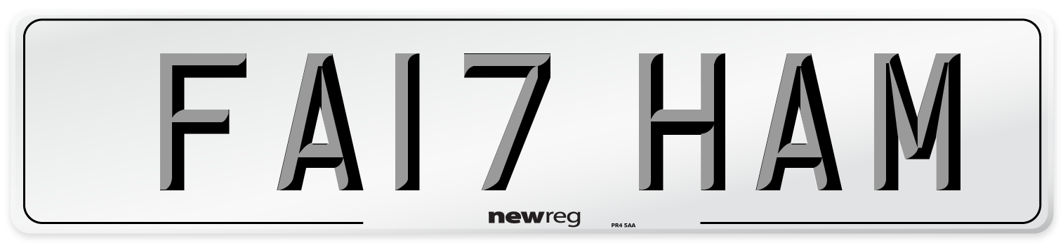 FA17 HAM Number Plate from New Reg
